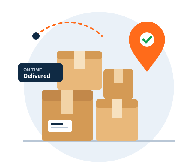 Home Stack of parcels with a delivery pin
